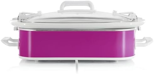 MegaChef 3.5 Quart Rectangle Casserole Slow Cooker with 3 Temperature Settings, Carry Handles and Locking Tempered Glass Lid (Cream)