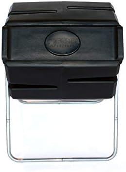 FCMP Outdoor 37 Gallon 1 Piece Plastic Single Chamber Roto Tumbling Composter Outdoor Elevated Rotating Garden Compost Bin, Black