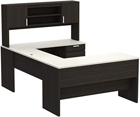 Bestar, Ridgeley Collection, 3-Piece Set Including a U-Shaped Desk with Hutch, a Lateral File Cabinet, and a Bookcase