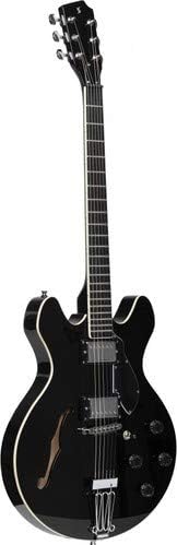 Stagg 6 String Hollow-Body Electric Guitar, Right, Full (SVY 533 BK),Black