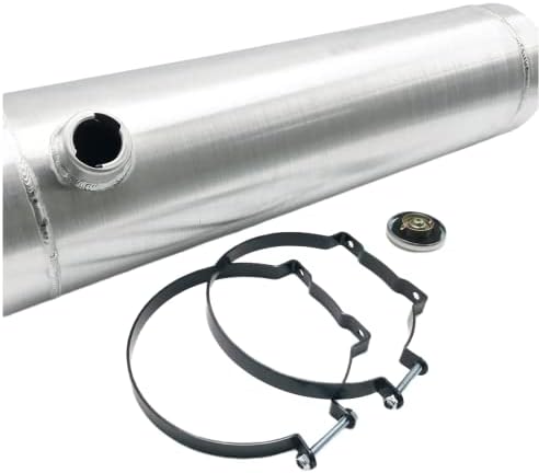 JSD 5 Gallons 8”x24“ Aluminum Spun Round Fuel Gas Tank Cell Fuel Tank with Bracket End Fill 1/4" NPT Outlet