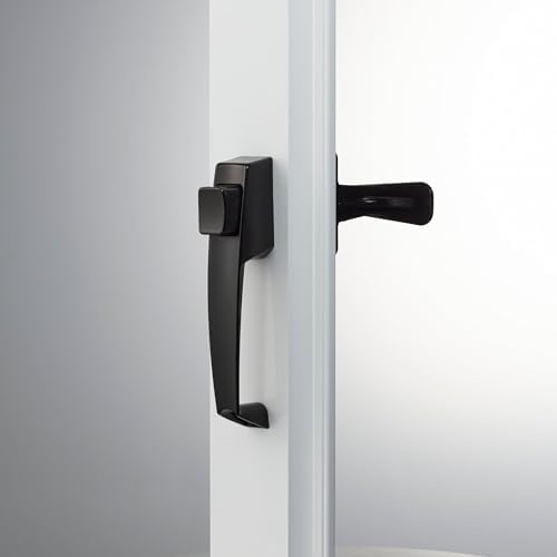 Ideal Security Door Handle with Inside Latch for Storm and Screen Doors, Black (2-Piece Set)