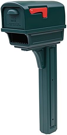 Gibraltar Mailboxes Gentry Large Capacity Double-Walled Plastic Green, All-In-One Mailbox & Post Combo Kit, GGC1G0000
