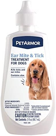PetArmor Ear Mite Treatment for Dogs, 3oz | Ear Mite Medicine Kills Ticks and Ear Mites to Relieve Itchiness, Sooths Ears with Aloe
