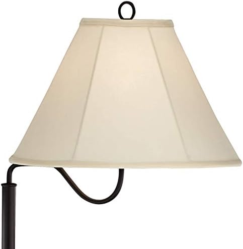Regency Hill Marville 55" Tall Mission Style Floor Lamp with End Table | Rustic Farmhouse Wood Open Crate Swing Arm Adjustable Off White Empire