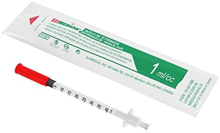 Veterinary Insulin Syringe 40IU (U-40), 1cc (1ml), 28G x 1/2 inch (12.7 mm), Individually Packed, for Pet Cat or Dog, 100 per box, 10V2813BB