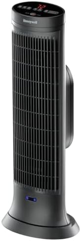 Honeywell Slim Ceramic Tower Heater, Small Room, Black – Easy to Use – Slim Space Heater with Two Heat Settings | Easy to Use – Slim Space Heater with Two Heat Settings