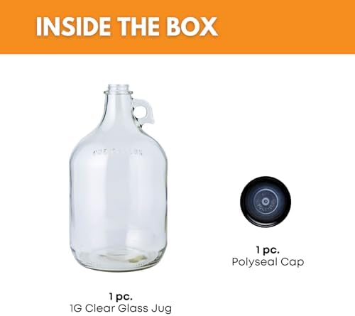 FastRack Glass Water Bottle Includes 38 mm Polyseal Cap, 1 gallon Capacity, Clear