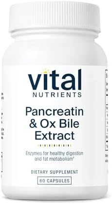 Vital Nutrients Pancreatin & Ox Bile Extract 500mg - Natural Digestive Enzymes for Women & Men - Supports Digestion of Protein, Fat, and Carbohydrates*- Gluten, Dairy & Soy Free - 60 Capsules