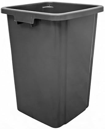 FixtureDisplays® 26 Gallon Square Grey Trash Can Black Garbage Waste Bin Container Heavy Duty Receptacle 19.3x19.3x26" 15052