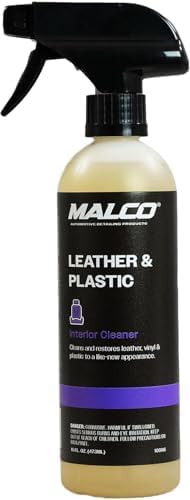 Malco Leather & Plastic Cleaner – Penetrates Deep to Remove Dirt, Grime and Oily Soils/Restores Leather, Plastic and Vinyl/Leaves Surfaces Clean, Shiny and Film-Free / 1 Gallon (100101)
