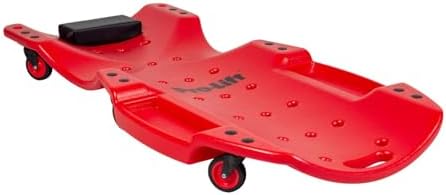 Pro-LifT C-6048 Mechanic Plastic Creeper 48 Inch - Blow Molded Ergonomic HDPE Body with Padded Headrest & Dual Tool Trays - 440 Lbs Capacity Red
