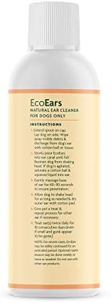 EcoEars Dog Ear Cleaner – Natural Multi-Action Formula for Ear Infection, Bad Discharge & Odor – Removes Foreign Matter & Cleans Difficult Ears - 8fl oz.