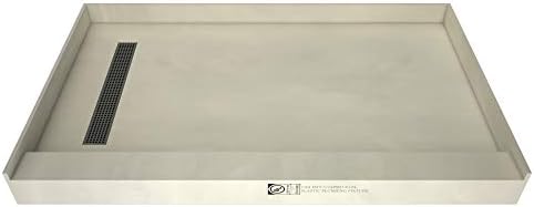 Tile Redi RT3460L-PVC-SQBN Shower Pan, 60" x 34" | Left Drain, Single Curb, 2" PVC Drain Included, Grate Included