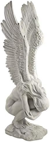 Design Toscano Remembrance and Redemption Angel Religious Indoor/Outdoor Garden Statue, From Base to Top of the Wings Nearly 3 feet tall! Tall, Cast Stone Resin, Antique Stone Finish