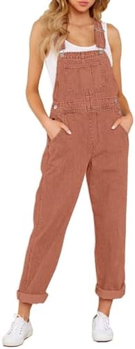 Vetinee Womens Classic Adjustable Straps Pockets Denim Bib Overalls Jeans Pants