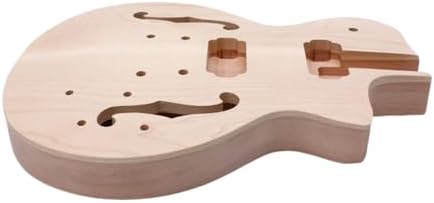 Yinfente Electric Guitar Body Mahogany +Maple Top Semi-Hollow Guitar Body Unfinished Set in Heel DIY Guitar Replacement
