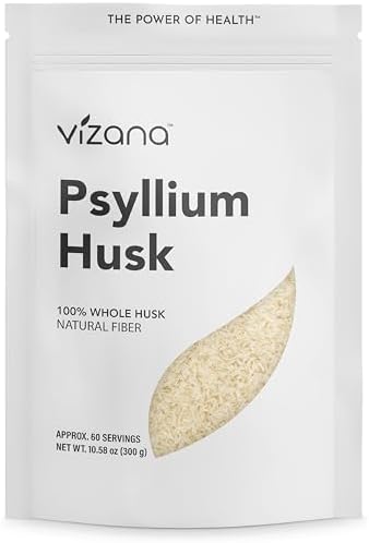 VIZANA Psyllium Husk – 100% Whole Husk Natural Fiber – Pure Plantago Ovata – No Additives, Gluten-Free
