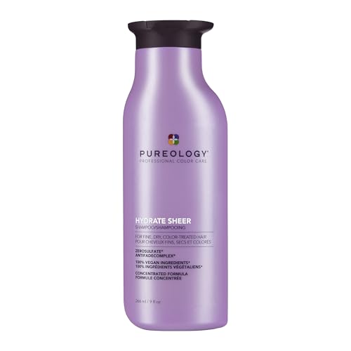 Pureology Hydrate Sheer Shampoo - Lightweight Hydrating Shampoo For Fine or Dry Color-Treated Hair, Silicone-Free & Vegan