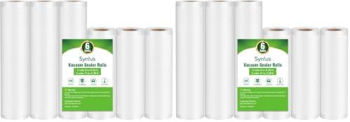 Syntus Vacuum Sealer Bags for Food, 3 Rolls 11" x 20' and 3 Rolls 8" x 20'