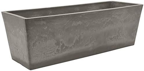 Arcadia Garden Products PSW U45CT Plastic/Stone/Wood Composite Simplicity Window Box, No Drainage Hole (Drillable), 17.5" x 7" x 6", Cement Color