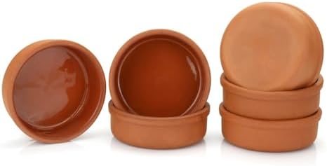 Areste Mexican Clay Cookware Set (Set of 6)- Terracotta Cooking Pots, Bowls, Plates, and Serving Dishes - Premium Spanish Earthenware for Baking
