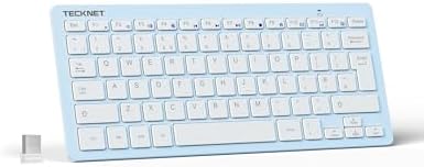 TECKNET 2.4G Wireless Keyboard - Mini Compact Keyboard with Media Hotkeys, 12-Month Battery Life, Compatible with PC, Desktop, Laptop, Smart TV - Black