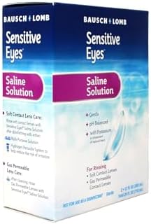 Contact Lens Solution by Bausch & Lomb, Saline Solution for Sensitive Eyes, for Soft Contact & Gas Permeable Lenses, 12 Fl Oz (Pack of 2)