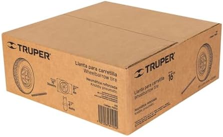 Truper 16-Inch Reinforced Wheelbarrow Tire and Rim Assembly, Includes Axle and Industrial Bearings, Heavy-Duty Replacement Wheel (Model RN / 11852)