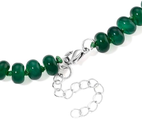 Verde Onyx 180.00 ctw Rondelle Beaded Elegance Necklace in Steel 18-20"