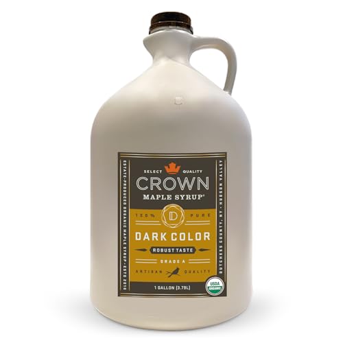 Crown Maple Organic 100% Pure Amber Color Rich Taste Maple Syrup, Flavor Marinades, Cocktails, Pancakes, Squash & Bacon, 12.7 Fl Oz