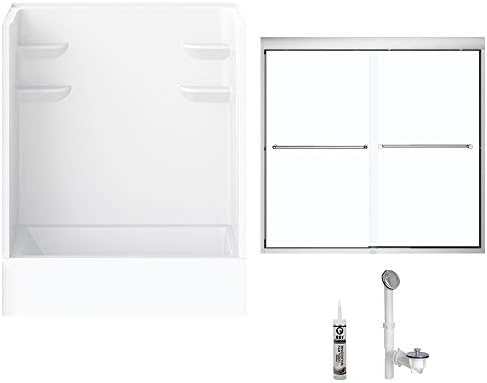 A2 6032CTSMIN2R-134561-WC Bath/Shower Kit with Door, 60-in L x 32-in W x 79-in H, White/Chrome
