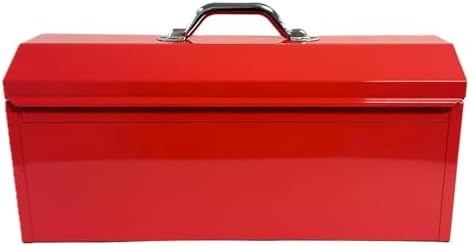 Homak Tool Box, 16" Portable Steel Small Tool Box with Metal Latch Closure & Plastic Handle, Multi-Purpose Heavy Duty Toolbox, Red