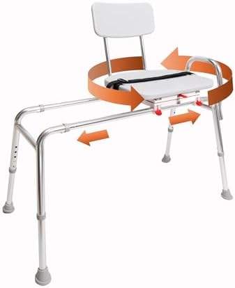Tub Transfer Bench with Swivel Seat, for Elderly & Disabled, Standard | Eagle Health Supplies Sliding Shower Chair for Inside Shower, FSA/HSA eligible, Height Adjustable, 77662