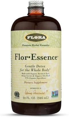 Flora - Flor-Essence - Gentle Detox Tea for a Full-Body Cleanse - Contains Organic Slippery Elm Bark, Rhubarb, Burdock Root & More - Vegan, Non-GMO & Gluten-Free - 17 fl. oz.