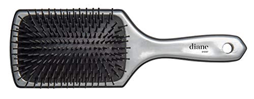 Diane Small Cushion Paddle Brush, 13-Row, Ideal for Medium to Thick Hair, Detangling and Smoothing, Silver