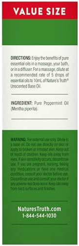 Nature's Truth Peppermint Essential Oil Pure | 2 fl oz | for Diffuser, Aromatherapy, and Massage | Value Size | Plant Based, Non-GMO & Gluten Free