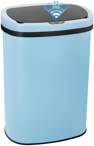 Kitchen Trash Can | Stainless Steel 13 Gallon Trash Can | 50L Touch Free Garbage Can with Lid | Electronic Sensor High Capacity Trash Bin for