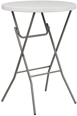 Flash Furniture Kathryn 31.5" Round All-Occasion Folding Bar Height Table for Parties and Commercial Events, Plastic Bar Height Folding Table, White