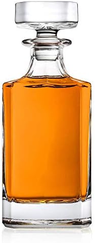Godinger Clarion Square Whiskey Decanter with Glass Stopper for Wine, Bourbon, Brandy, Liquor, Juice 25 oz, Perfect for Engraving