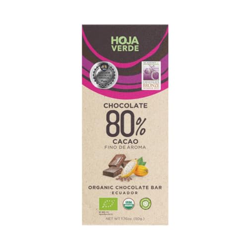 Hoja Verde Dark Chocolate Sugar, Dairy Free Bars, Keto Friendly, Certified Organic | Vegan, Natural, Non-GMO and Gluten Free (100% Pure)