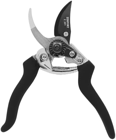 Zenport Z201 Heavy Duty Pruner, Bypass Euro, Black Handles, Steel, 8-Inch
