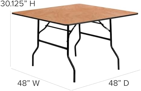Flash Furniture 4 ft Wood Folding Square Banquet Table | Durable Construction, Commercial Use