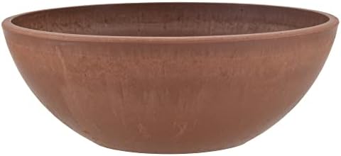 PSW Pot Collection M30DC 12-inch Plastic/Stone/Wood Composite Low Bowl Planter – No Drainage Hole (Drillable), Shallow Indoor/Outer Pot for Succulents, Bonsai, Fairy Gardens, Herbs, Dark Charcoal
