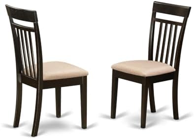East West Furniture CAC-MAH-LC Capri Kitchen Dining Chairs - Faux Leather Upholstered Solid Wood Chairs, Set of 2, Mahogany