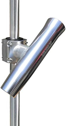 Brocraft Boat T-TOP Rod Holder/Clamp-On Rod Holder - Silver Aluminum - Horizontal Mount - Fits 1" to 2" O.D. Pipe