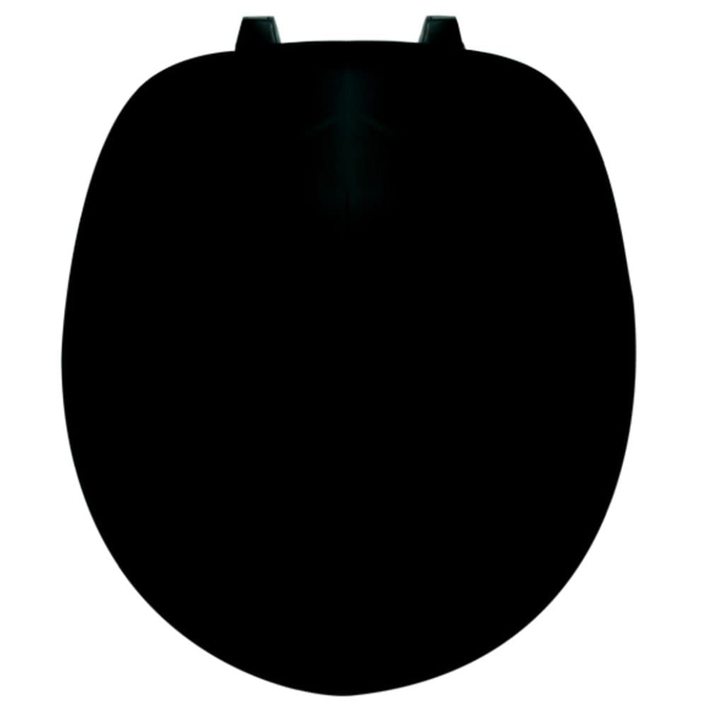 Centoco Toilet Seat Elongated, Residential, Top Mount Plastic Hinge, Black | Plastic, Closed Front, Cover, Made in the USA, 600-407