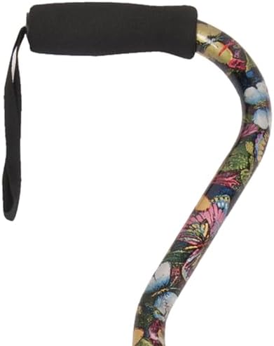 PCP Adjustable Cane, Offset Handle, Foam Grip, Wrist Strap, Lightweight Aluminum, Hunter Camouflage Pattern