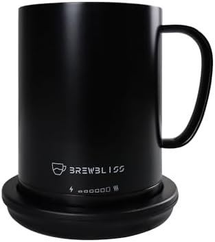 Brewbliss Temperature Control Smart Mug, 14 Oz, App-Controlled & Self-Heating Coffee Mug with 80 Min Battery Life