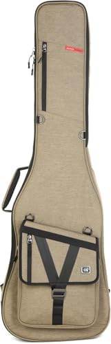 Gator Cases Transit Series Lightweight Bass Guitar Gig Bag with Back Pack Straps and Rubberized Base, Tan Exterior (GT-BASS-TAN)